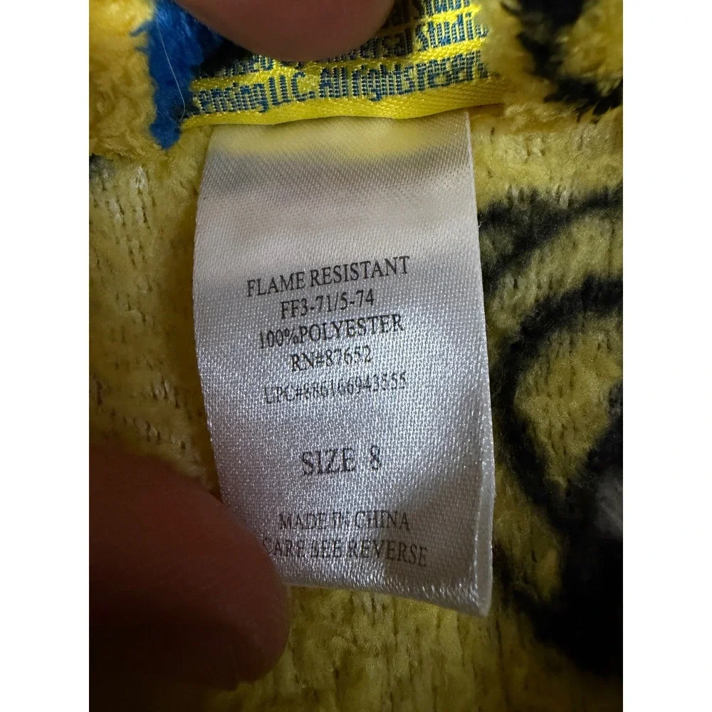 Kids Minions Plush Bath Robe Size 8 Yellow Fleece Cozy Sleepwear Cartoon Movie